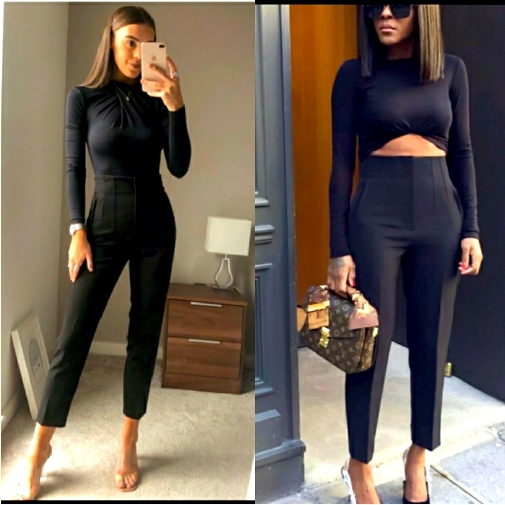 ZARA High Waisted Pants Trousers- size M- black